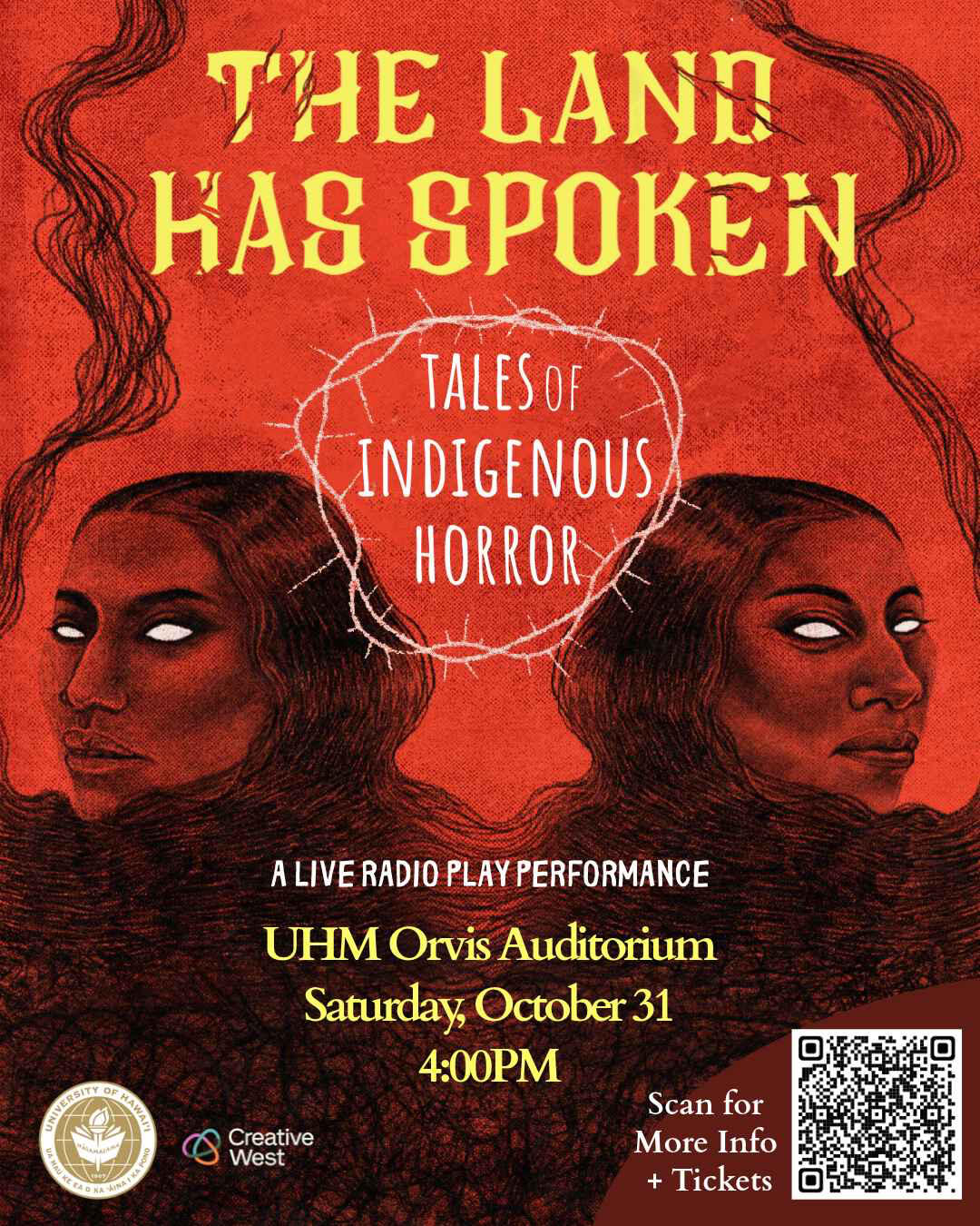 THE LAND HAS SPOKEN, a horror radio play co-written by Shane Hawk, Hawaii tour, Oahu performance at UH Mānoa, Halloween night 20 THE LAND HAS SPOKEN, a horror radio play co-written by Shane Hawk, Hawaii tour, Oahu performance at UH Mānoa, Halloween night 2026